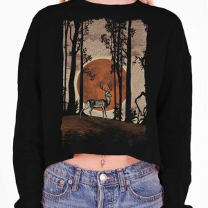 Buck Moon - Multicolor on Black Women's Cropped Sweatshirt