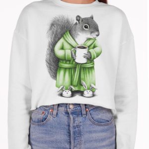 Coffee Squirrel - Multicolor on White Women's Cropped Sweatshirt