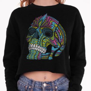 Cranium - Multicolor on Black Women's Cropped Sweatshirt