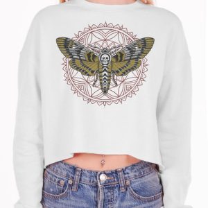 Death Head - Multicolor on White Women's Cropped Sweatshirt