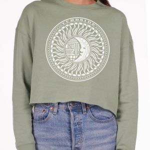 Eclipse - White on Sage Women's Cropped Sweatshirt