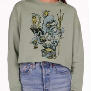 Evolution - Multicolor on Sage Women's Cropped Sweatshirt