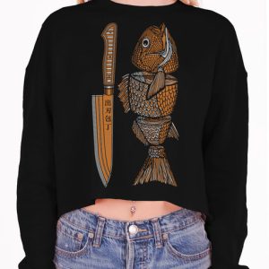 Fish Food - Multicolor on Black Women's Cropped Sweatshirt