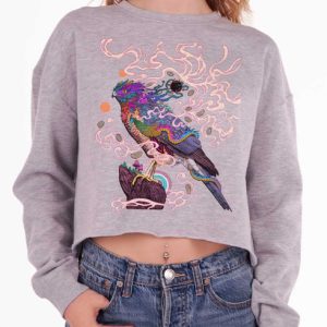 Forest Friends - Multicolor on Grey Heather Women's Cropped Sweatshirt