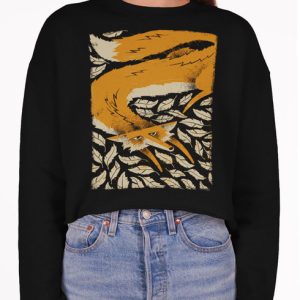 Fox in the Henhouse - Multicolor on Black Women's Cropped Sweatshirt