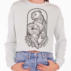 Grizzly - Multicolor on White Women's Cropped Sweatshirt