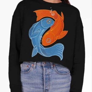Intermingle - Multicolor on Black Women's Balloon Sleeve Sweatshirt - Multicolor on Black Women's Cropped Sweatshirt