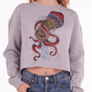 Jelly - Multicolor on Grey Heather Women's Cropped Sweatshirt