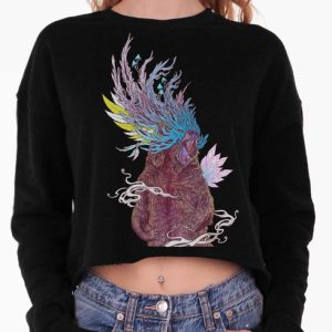 Journeying Spirit - Multicolor on Black Women's Cropped Sweatshirt