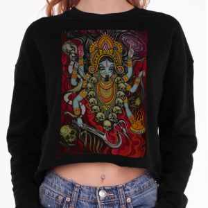 Kali - Multicolor on Black Women's Cropped Sweatshirt