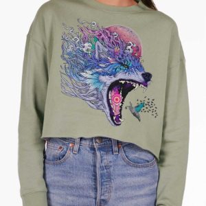 Kalopsia - Multicolor on Grey Heather Women's Cropped Sweatshirt