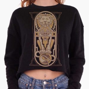 Leo - Multicolor on Black Women's Cropped Sweatshirt