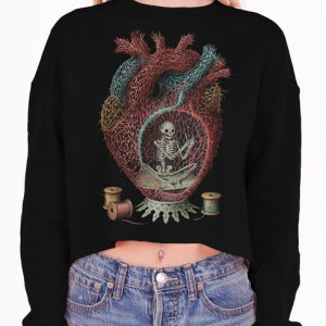 Life Thread - Multicolor on Black Women's Cropped Sweatshirt