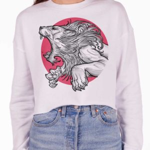 Lionheart - Multicolor on White Women's Cropped Sweatshirt