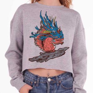 Little Adventurer - Multicolor on Grey Heather Women's Cropped Sweatshirt