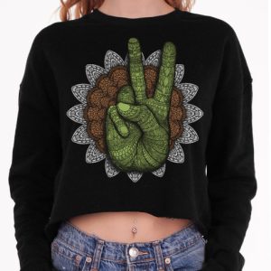 Peace - Multicolor on Black Women's Cropped Sweatshirt