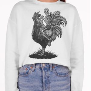 Rooster Ride - Black on White Women's Cropped Sweatshirt