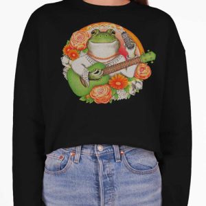 Sage Frog - Multicolor on Black Women's Cropped Sweatshirt