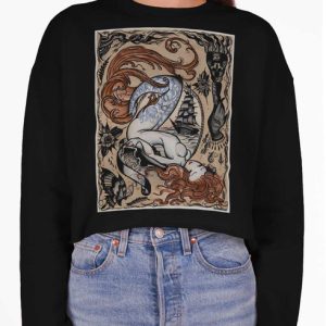 Siren - Multicolor on Black Women's Cropped Sweatshirt