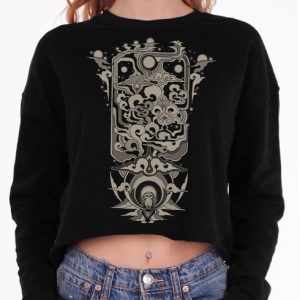Skyward - Tan on Black Women's Cropped Sweatshirt
