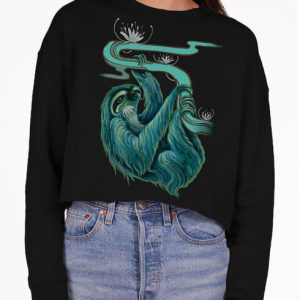 Sloth - Multicolor on Black Women's Cropped Sweatshirt