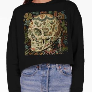 Still Alive - Multicolor on Black Women's Cropped Sweatshirt