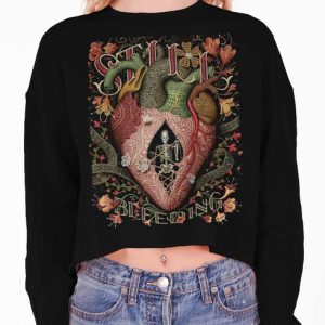 Still Bleeding - Multicolor on Black Women's Cropped Sweatshirt