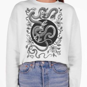 Talis - Black on White Women's Cropped Sweatshirt