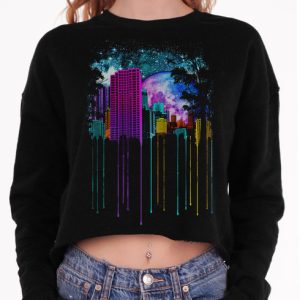 The City - Multicolor on Black Women's Cropped Sweatshirt
