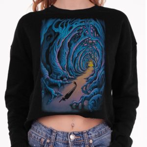 Wanderer - Multicolor on Black Women's Cropped Sweatshirt